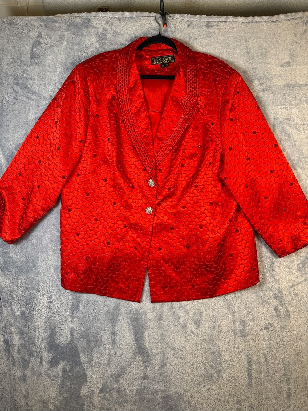 Vintage Donna Vinci Couture Red Evening Blazer with Embellished Buttons